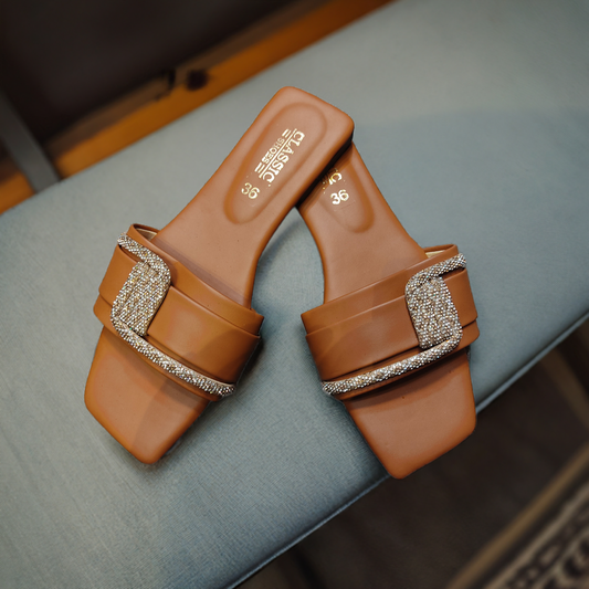 Elegant Royal Aura flat slippers for women, featuring premium comfort and stylish design, perfect for casual wear.